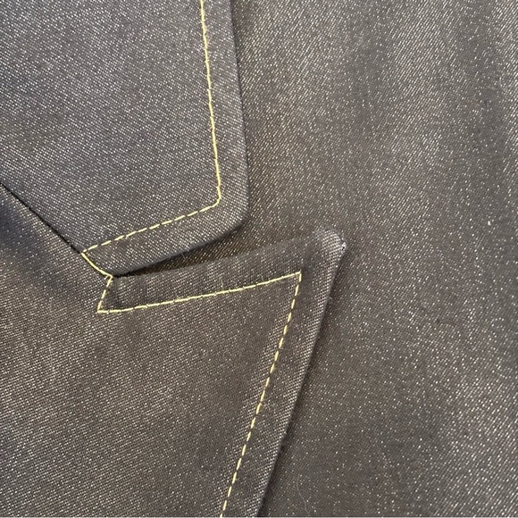 Tahari Stretch Denim Blazer Dark Wash Two Button Indigo Blue Academia Office 6 - Picture 9 of 11